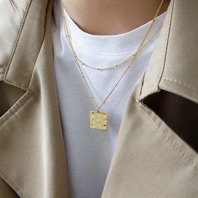 Hammered Square Necklaces