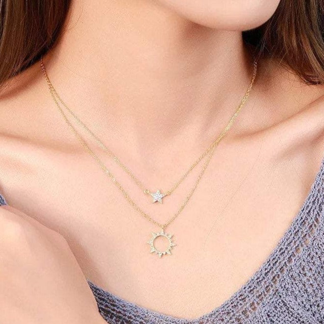 Star & Sun Double Chain Necklaces