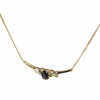 British Vintage Solid 9K Gold Natural Sapphire & Diamond Fixed Curb Chain Necklace (17")