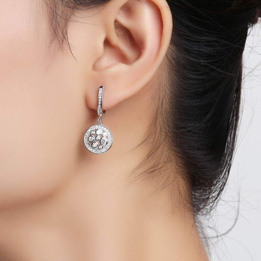 Clear Disc Dangle Earrings