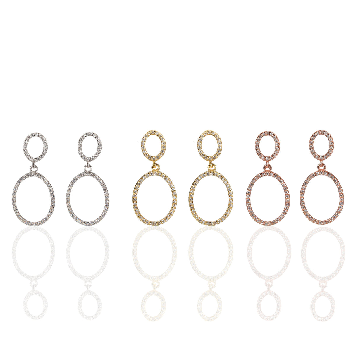 Double Oval Dangle Earrings