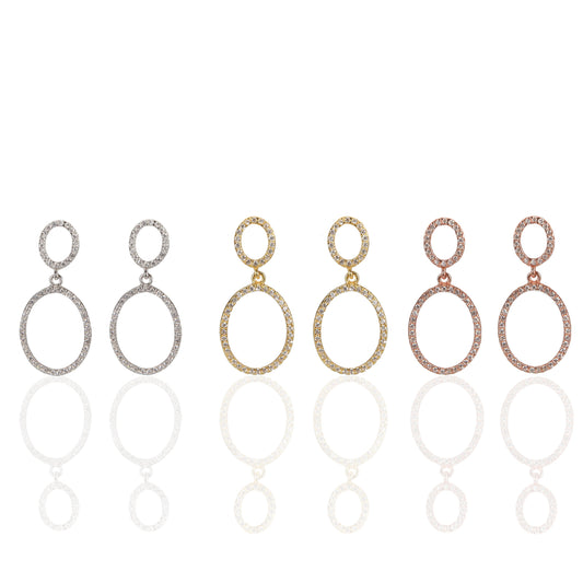 Double Oval Dangle Earrings