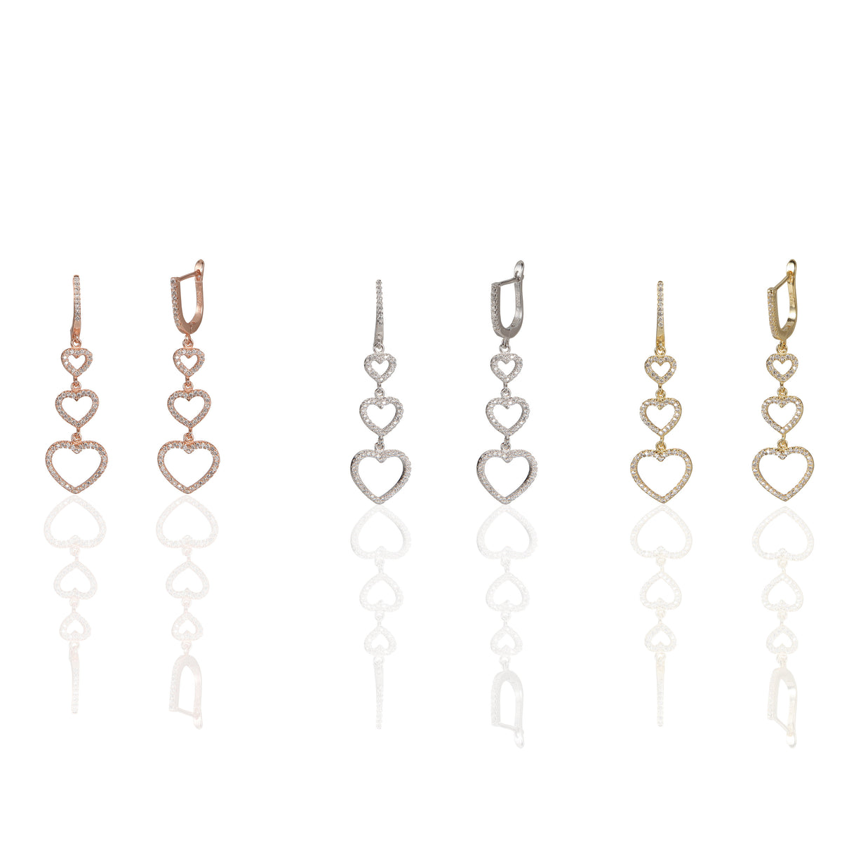 Heart Triple Hanging Earrings