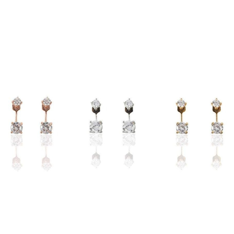 3pcs Double Stone Earrings