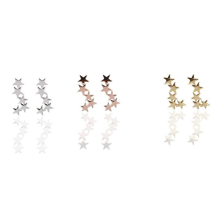 Plain Five Stars Stud Earrings