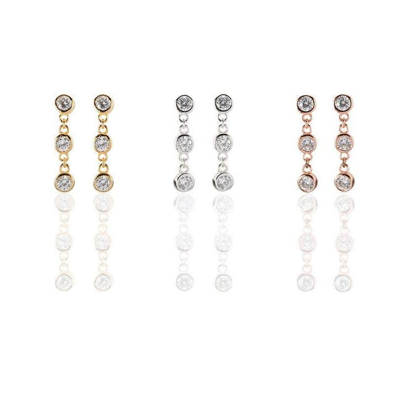 Three Stones Dangle Earrings