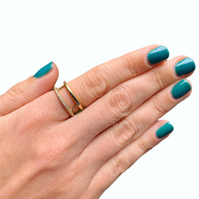Linked Double Band Ring
