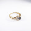 British Vintage Rare Sapphire & .23Ct Diamond Ring, 9ct Solid Yellow Gold ( UK O - US 7 / 15mm )