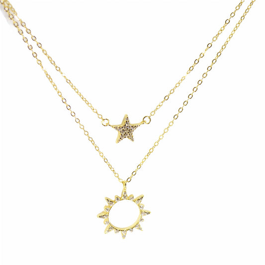 Star & Sun Double Chain Necklaces