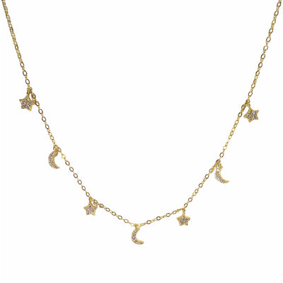 Moon & Star Chain Necklace