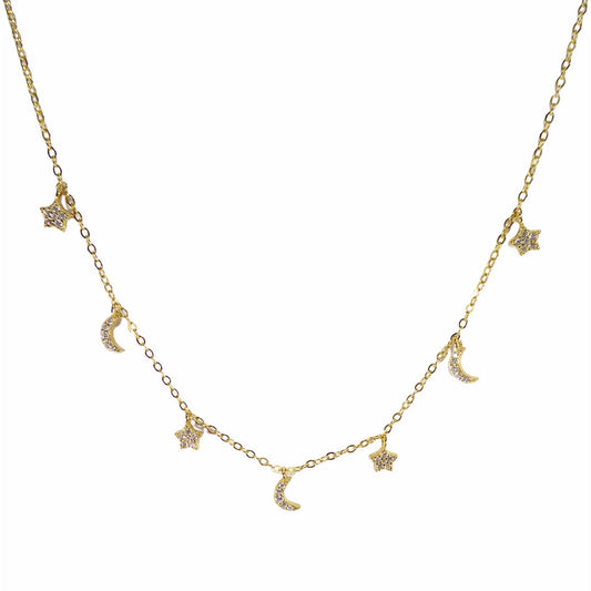 Moon & Star Chain Necklace