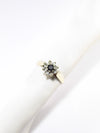British Vintage Sapphire & Diamond Ring , 9ct Solid Yellow Gold ( UK N - US 6. 3/4 - 14mm )