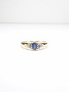 British Vintage Sapphire & Diamond Ring , 9k Solid Gold ( UK Q / US 8 / 17mm )