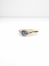 British Vintage Sapphire & Diamond Ring , 9k Solid Gold ( UK Q / US 8 / 17mm )