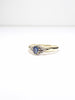 British Vintage Sapphire & Diamond Ring , 9k Solid Gold ( UK Q / US 8 / 17mm )