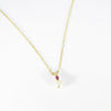 British Vintage Solid Pearl & Ruby Necklace , 9K Solid Yellow Gold