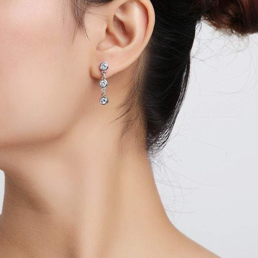 Three Stones Dangle Earrings