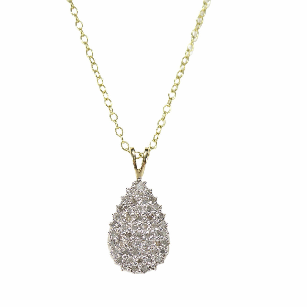 British Vintage Diamond Drop Necklace , 9k