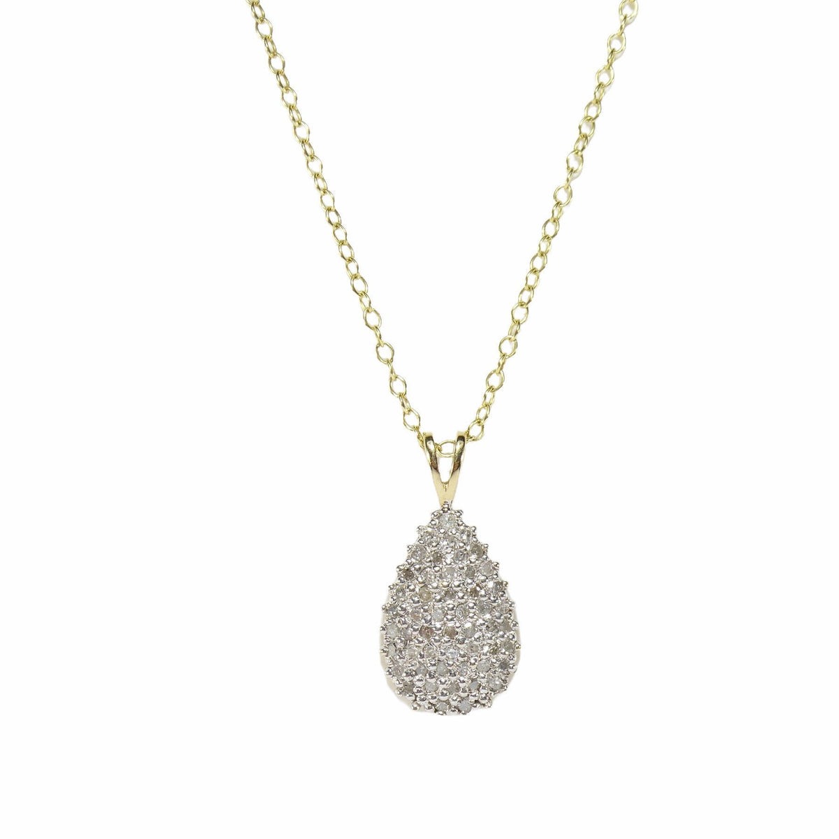 British Vintage Diamond Drop Necklace , 9k