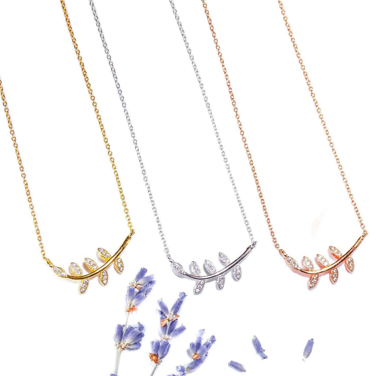 Leaf Cz Necklaces