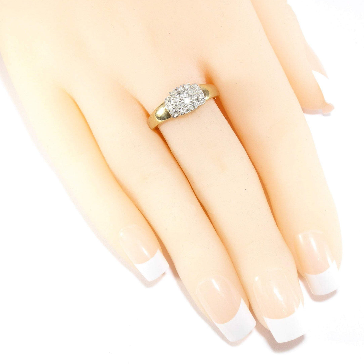 British Vintage Genuine Diamonds Ring, 9k Solid Gold  ( UK Q / US 8 )
