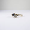 British Vintage Rare Sapphire & .23Ct Diamond Ring, 9ct Solid Yellow Gold ( UK O - US 7 / 15mm )