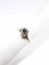 British Vintage Sapphire & Diamond Ring , 9ct Solid Yellow Gold ( UK N - US 6. 3/4 - 14mm )