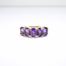 Vintage British Amethyst Ring , 9k Solid Gold ( UK P , US 7.5 , 16mm )