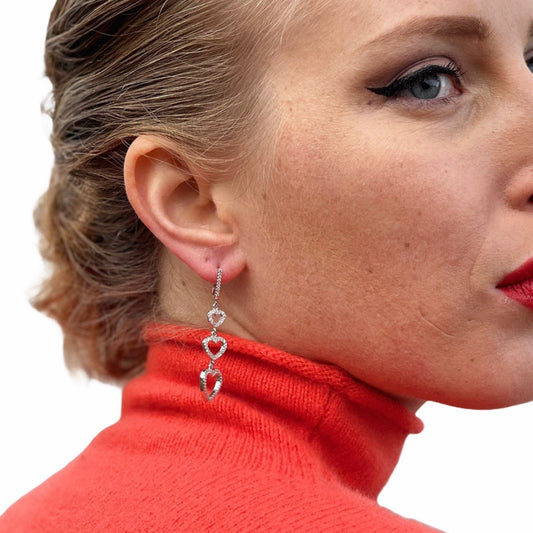 Heart Triple Hanging Earrings