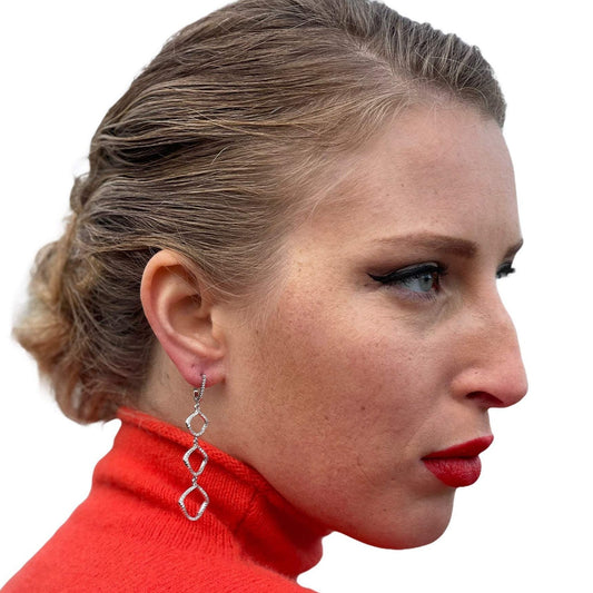 Square Triple Hanging Earrings