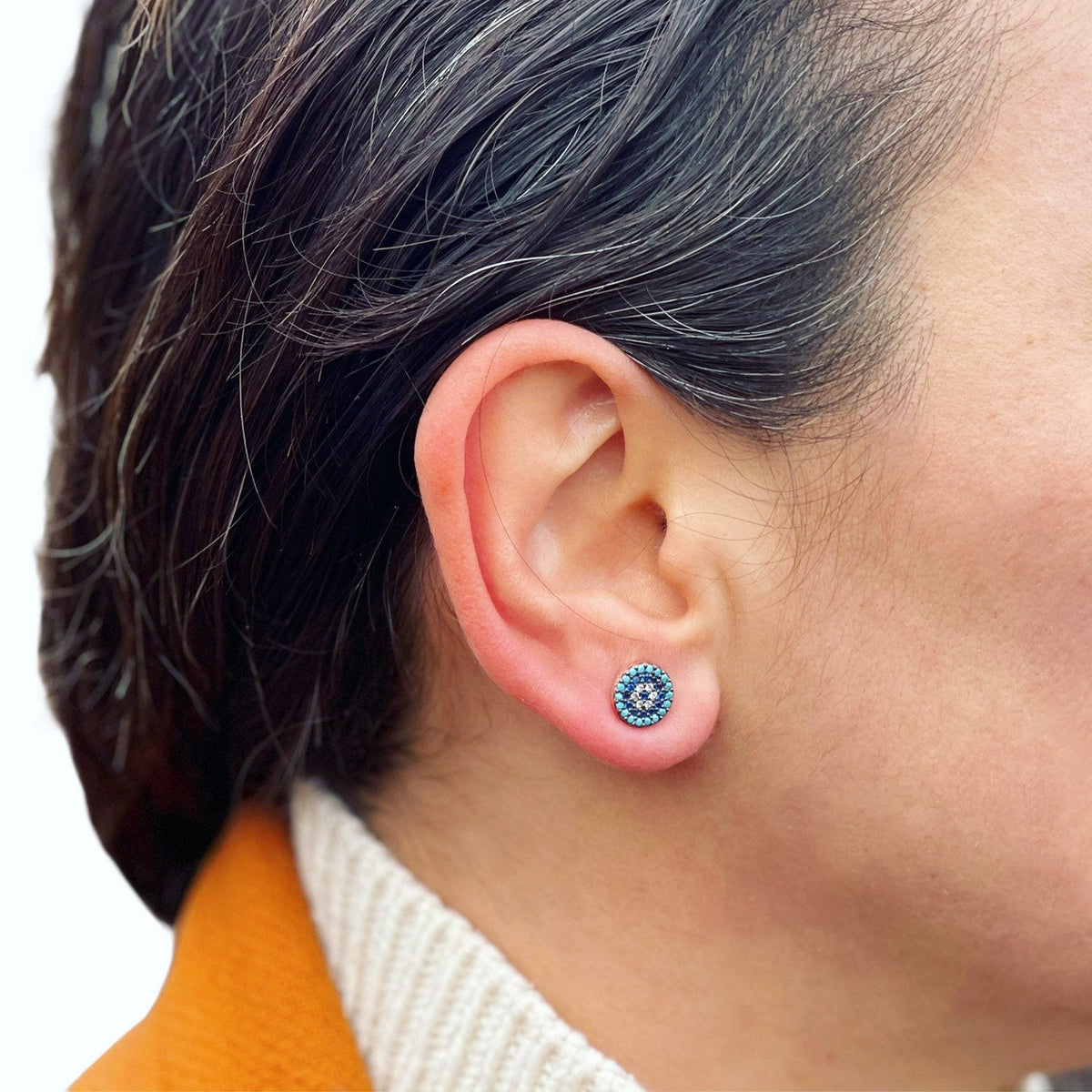 Turquoise Evil Eye Stud Earrings