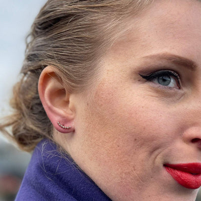 Dainty Curved Bar Stud Earrings