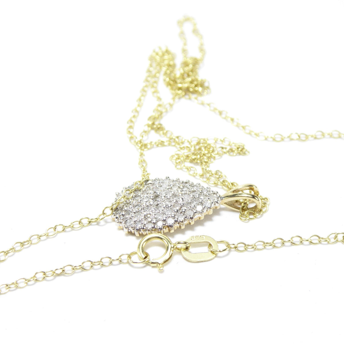 British Vintage Diamond Drop Necklace , 9k