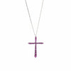 British Vintage Ruby Cross Necklace , 9K Solid White Gold ( With 18" 9k Gold Chain )