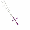 British Vintage Ruby Cross Necklace , 9K Solid White Gold ( With 18" 9k Gold Chain )