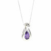 British Vintage Amethyst & Natural Diamond Pendant Necklace , 9K Solid White Gold ( With 18" Gold Chain )