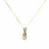 British Vintage Moonstone & White Sapphire Pendant Necklace , 9K Solid Yellow Gold ( 18" Gold Chain )