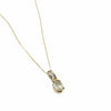 British Vintage Moonstone & White Sapphire Pendant Necklace , 9K Solid Yellow Gold ( 18" Gold Chain )