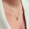 British Vintage Moonstone & White Sapphire Pendant Necklace , 9K Solid Yellow Gold ( 18" Gold Chain )