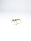 British Vintage Pearl & Diamond Ring , 9k Solid Yellow Gold ( UK N - US 6 3/4 )