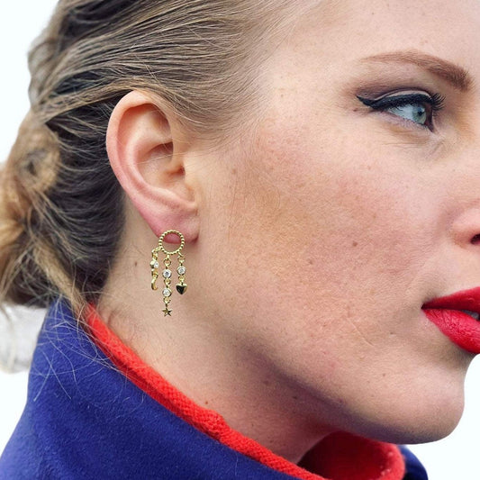 Moon Star Heart Hanging Earrings