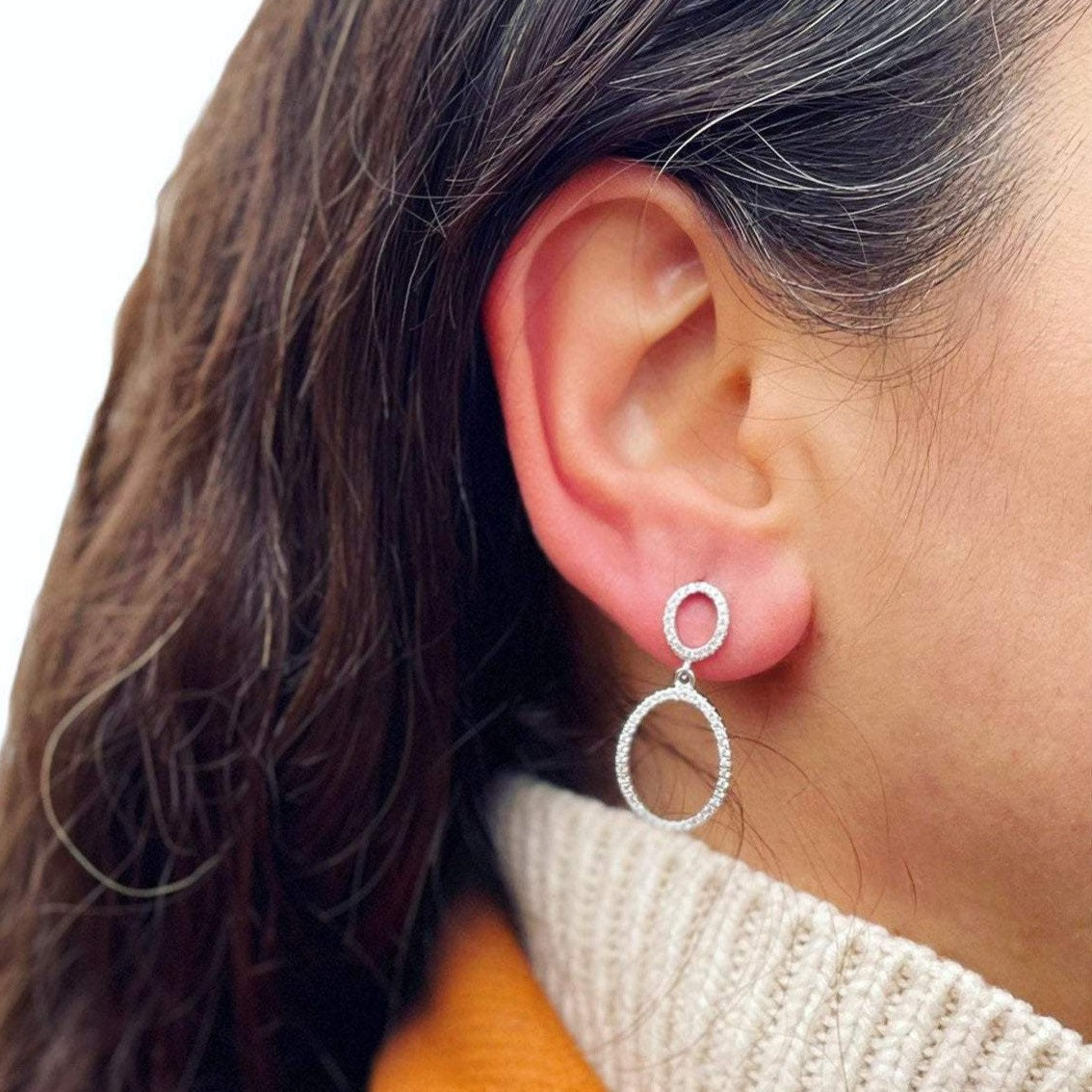 Double Oval Dangle Earrings