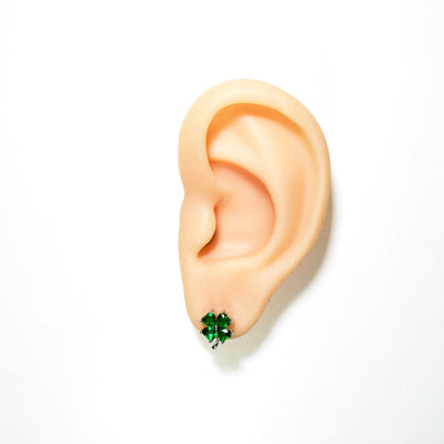 Green Celtic Clover Stud Earrings