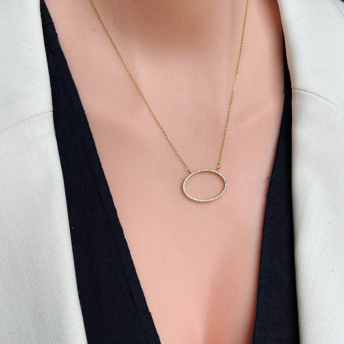Large Oval Halo Necklaces