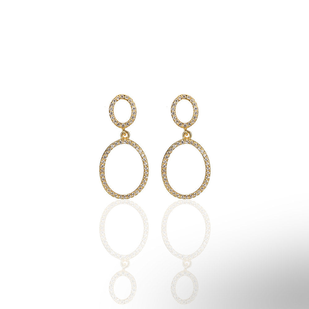Double Oval Dangle Earrings