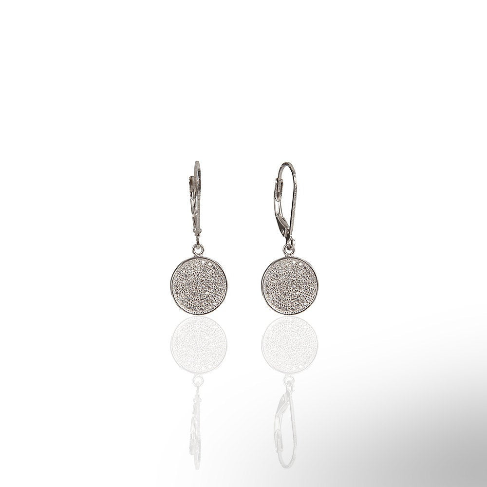 CZ Stone Disc Earrings