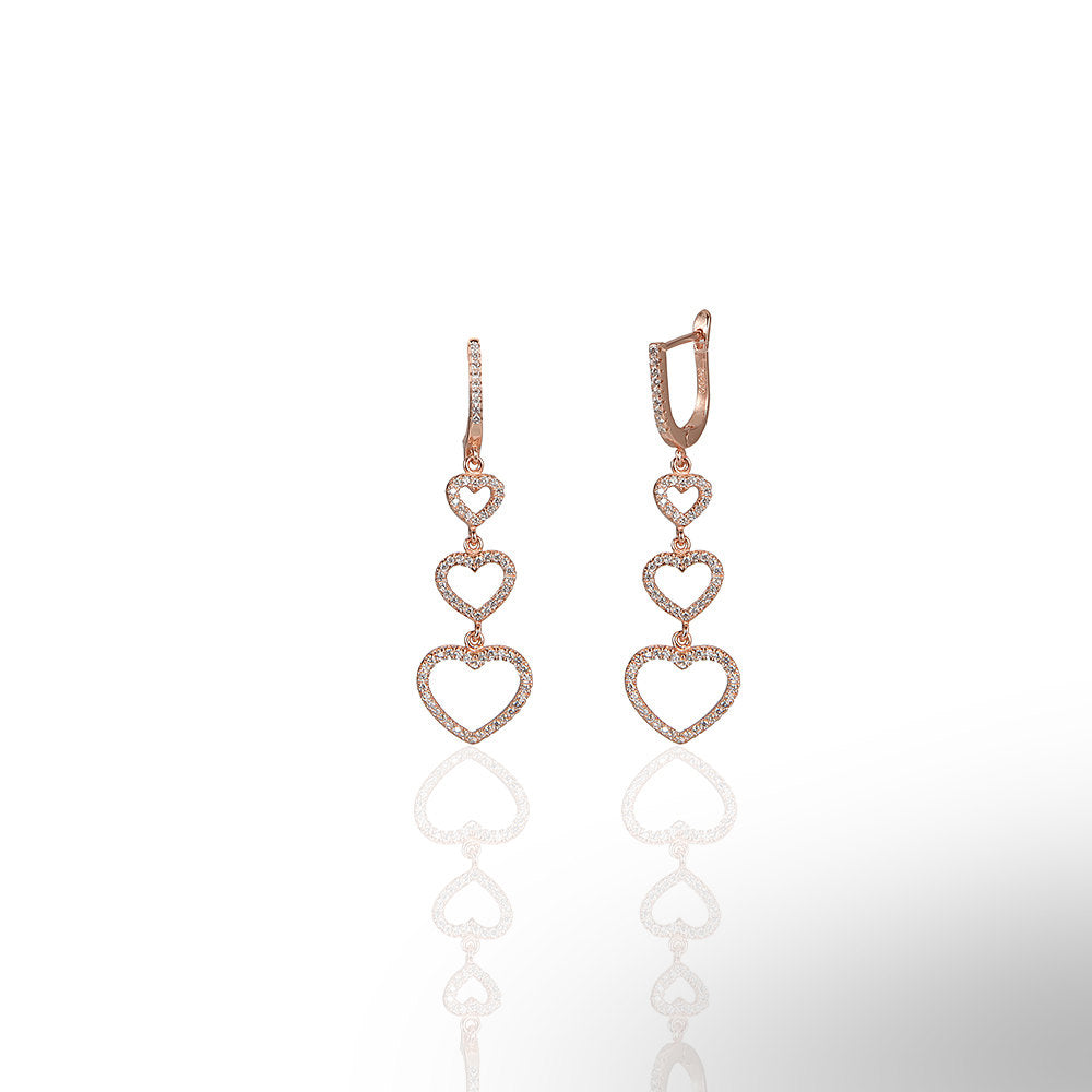 Heart Triple Hanging Earrings