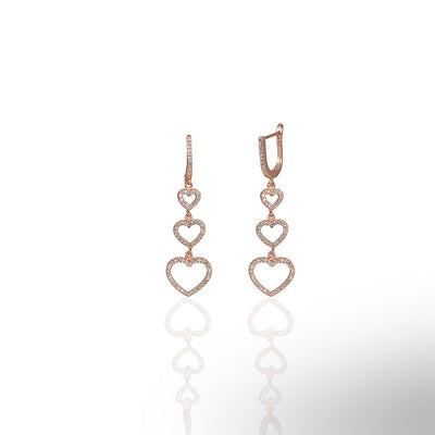 Heart Triple Hanging Earrings