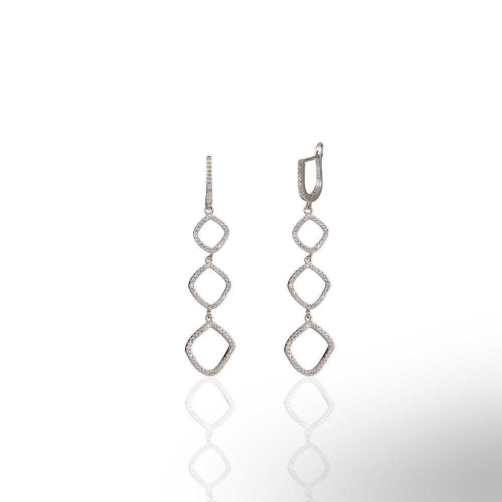Square Triple Hanging Earrings