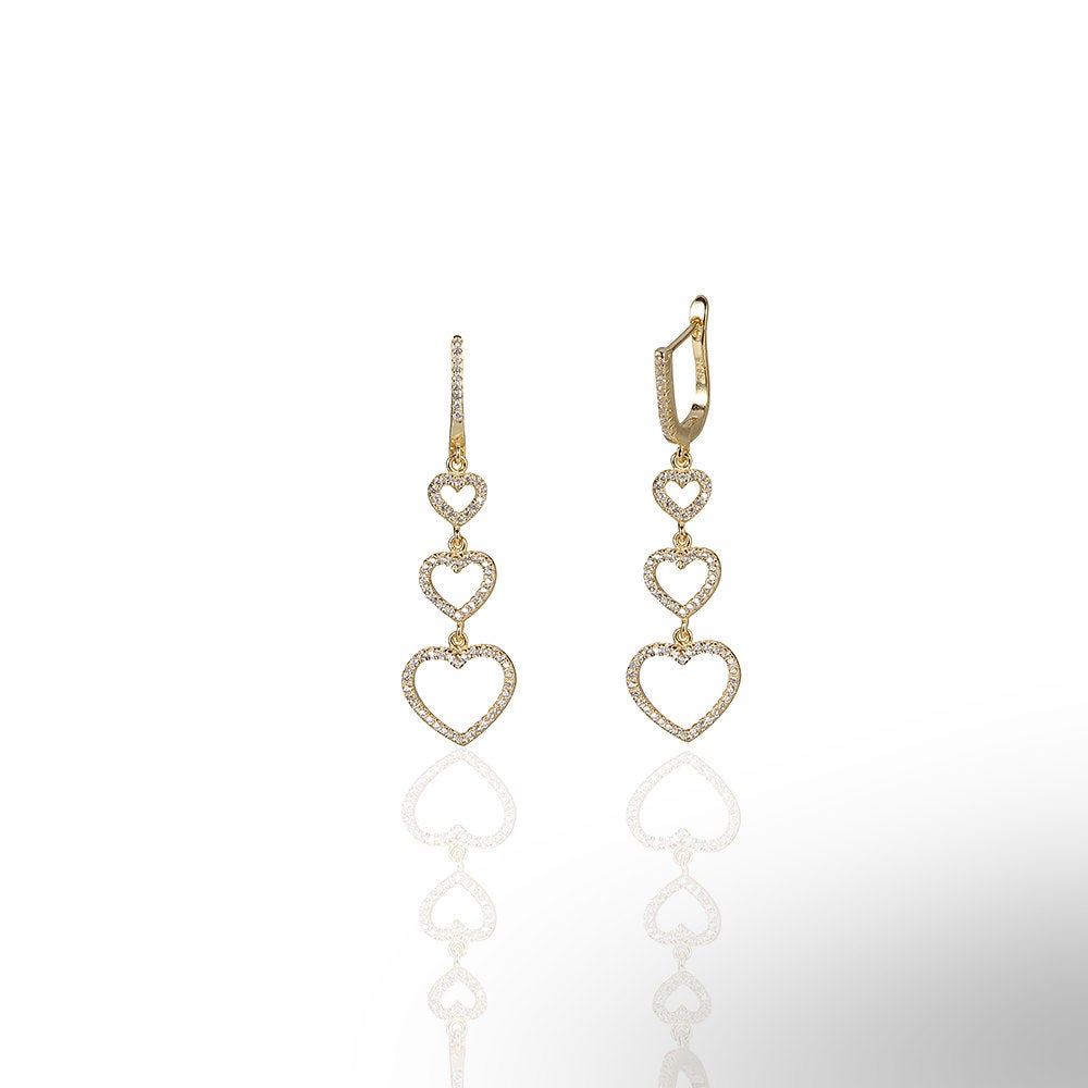 Heart Triple Hanging Earrings